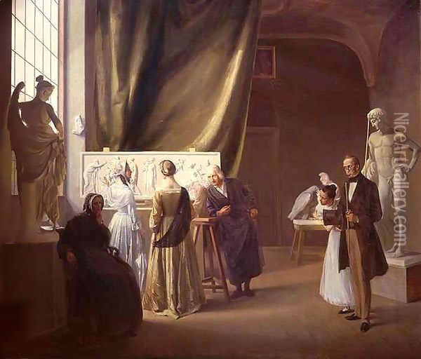 The Studio of Bertel Thorvaldsen (1770-1844) Oil Painting - Christian Bang
