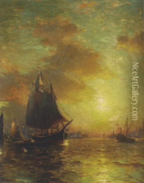 New York Harbor Oil Painting - George Herbert McCord