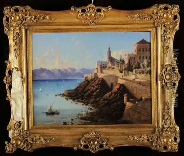 Vista Di Carignano Dal Mare Oil Painting - L. Garibbo