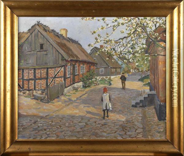 Vagen Till Torget Oil Painting - Einar Bager