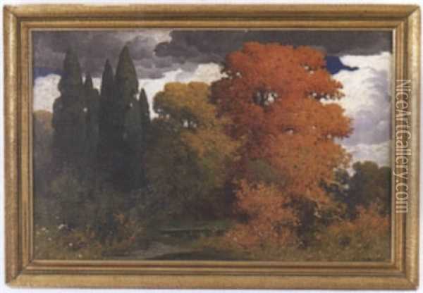 Autumn Landscape Oil Painting - Eduard Ruedisuehli