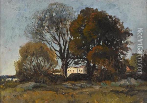 Herbstliche Landschaft Mit Einem Hof Oil Painting - Otto Gampert