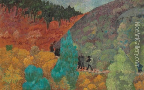 Bretons Dans La Lande Oil Painting - Paul Serusier