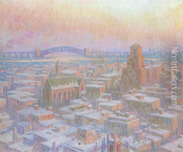 Blackwell Bridge, New York Oil Painting - William Samuel Horton