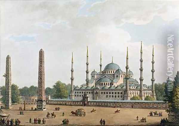 The Mosque of Sultan Achmet at Constantinople plate 2 from Views in the Ottoman Dominions Oil Painting - Luigi Mayer