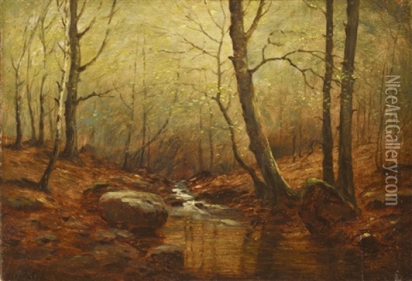 A Stream In The Forest Oil Painting - Julius Eduard Marak