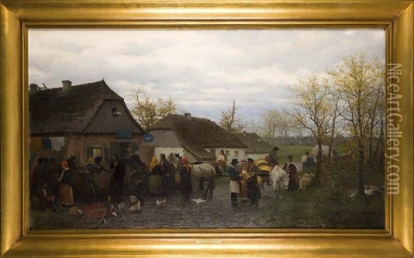 W Malym Miasteczku Oil Painting - Ludwik Kurella