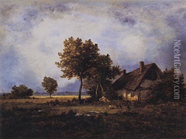 The Farmhouse Oil Painting - Leon Richet