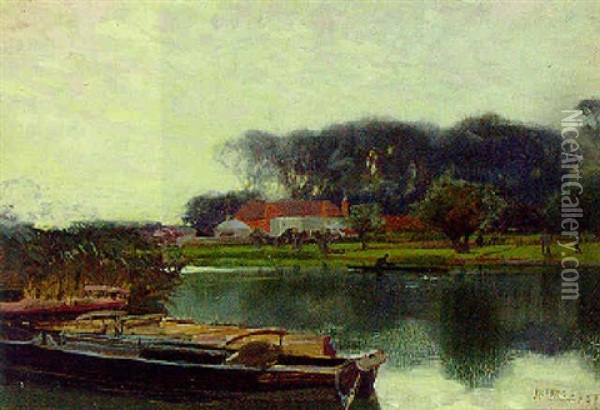 Morning At Stratford On Avon Oil Painting - Sir Alfred East