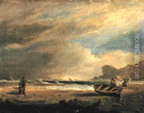 A Windy Day Off Dawlish, Devon Oil Painting - Thomas Luny