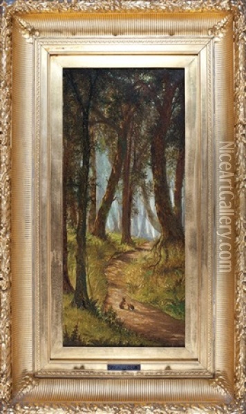 Path Through The Woods Oil Painting - Joseph Rusling Meeker