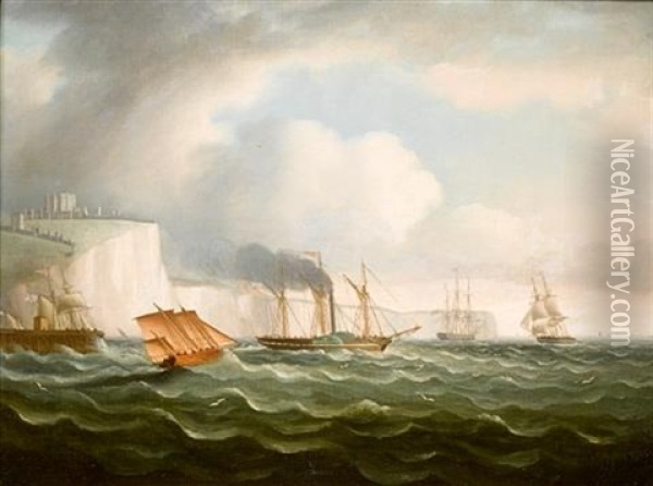 The Paddle Steamer "endeavour" Off Dover Oil Painting - Thomas Buttersworth