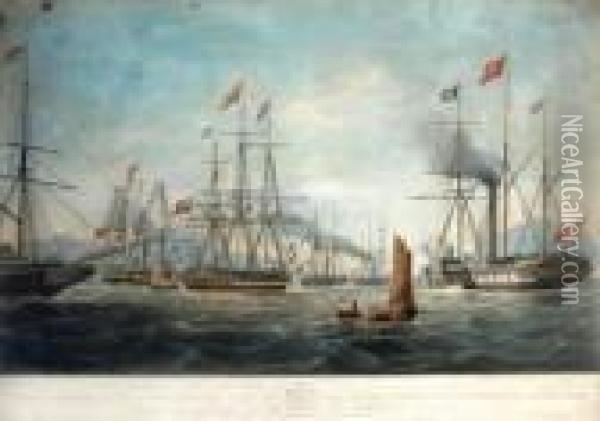 Royal George Yacht Conveying Her Majesty And Royal Consort To Edinburgh, August 1842 Oil Painting - Edward Duncan