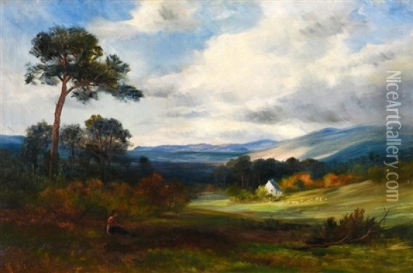 A Keeper's Cottage Near Aviemore Oil Painting - John MacWhirter