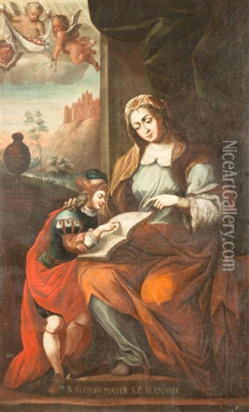 Die Selige Adelheid Mit Bernard Von Clairvaux Oil Painting - Ignaz Joseph Raab