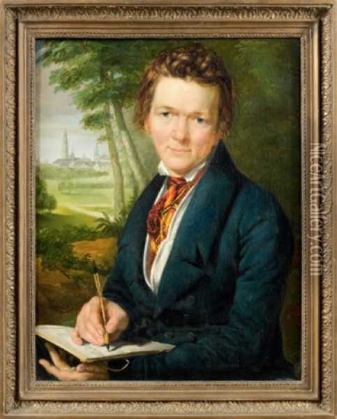 Autoportrait Oil Painting - Pierre Antoine Augustin Verlinde