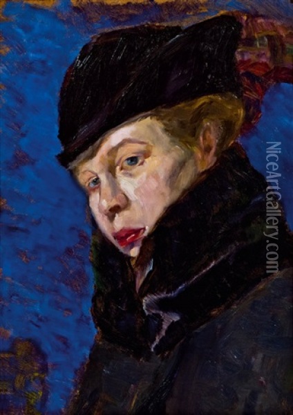 Damenportrat Oil Painting - Max Kurzweil
