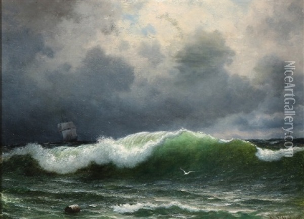 Breaking Waves Oil Painting - Georg Emil Libert