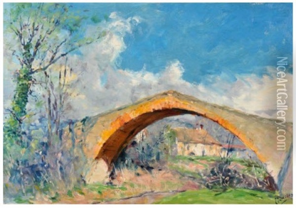 Le Pont Des Trois Sautets Oil Painting - Joseph Milon