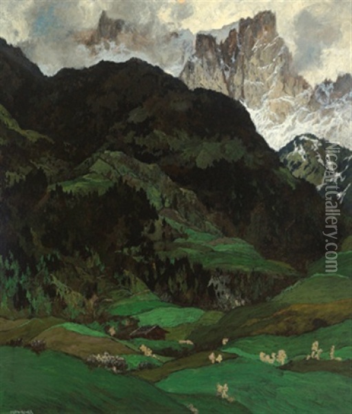 Bergfruhling Oil Painting - Hugo Hodiener (Hodina)