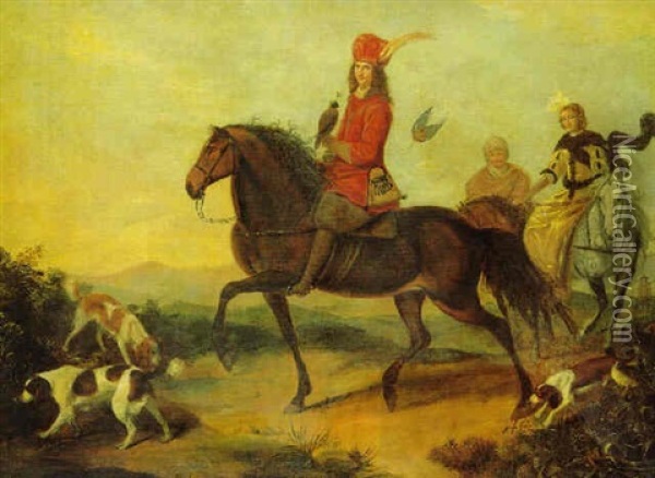 Aufbruch Zur Falkenjagd Oil Painting - Adriaen Cornelisz Beeldemaker