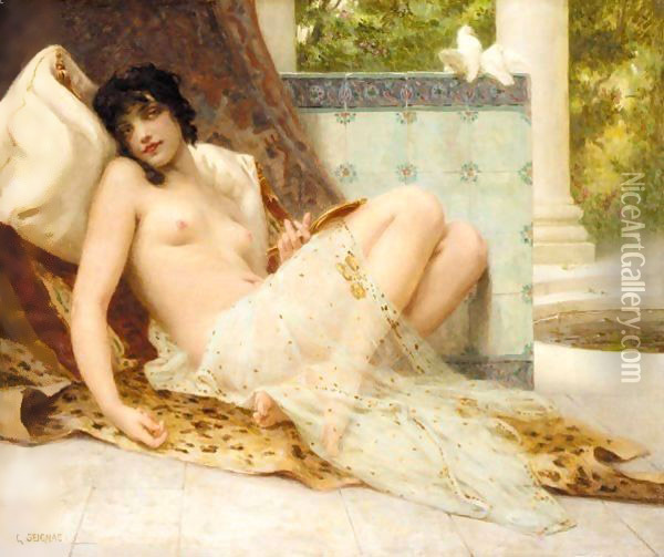 L'Odalisque Aux Colombes Oil Painting - Guillaume Seignac