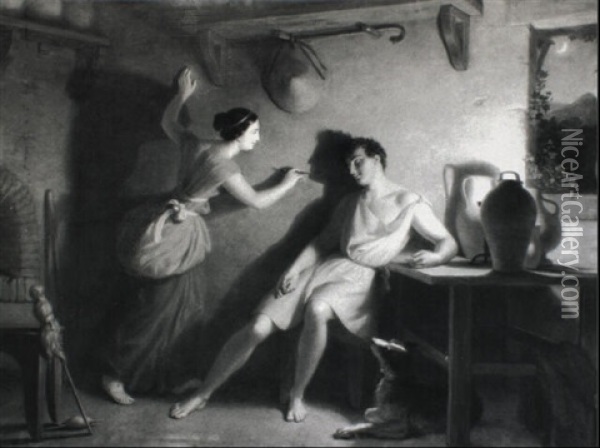 L'origine Della Pittura Oil Painting - Henri Jean-Baptiste Victoire Fradelle