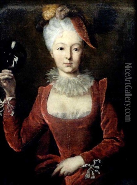 Bildnis Einer Jungen Frau Mit Venezianischer Maske Oil Painting - Christian Wilhelm Ernst Dietrich