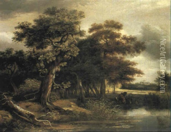 Eichenwald Mit Weiher Oil Painting - Jacob Van Ruisdael