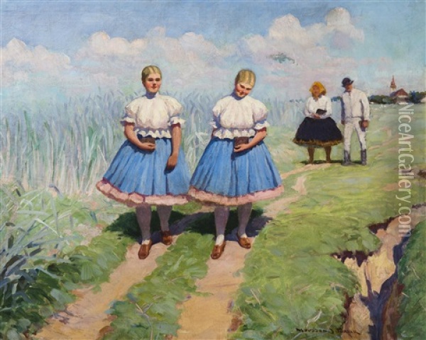 Walking From Church Oil Painting - Tivadar Jozef Mousson