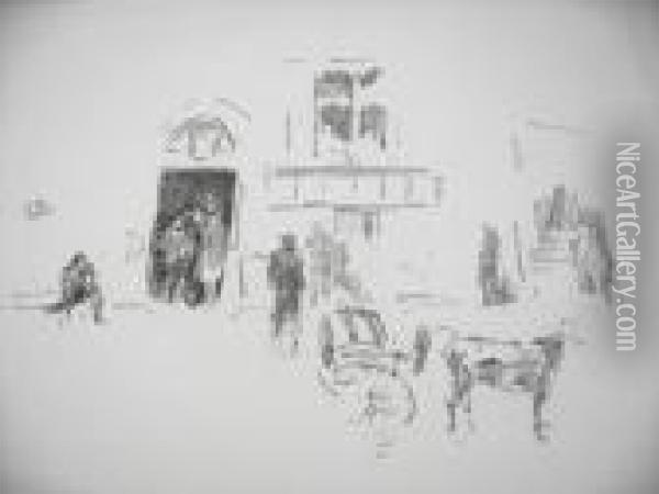 Gaiety Stage Door Oil Painting - James Abbott McNeill Whistler