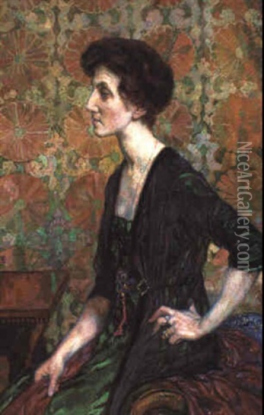 Portrait De Femme Oil Painting - Theo van Rysselberghe