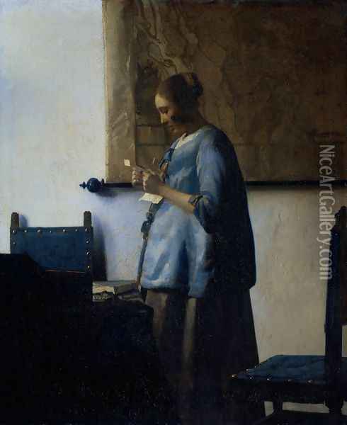Woman Reading a Letter Oil Painting - Jan Vermeer Van Delft