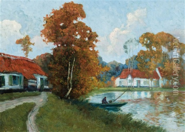 Fisherman By The River Lys Oil Painting - Gustave De Smet