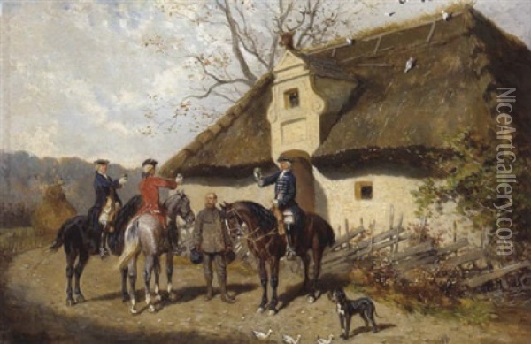 Ein Umtrunk Oil Painting - Alexander Ritter Von Bensa