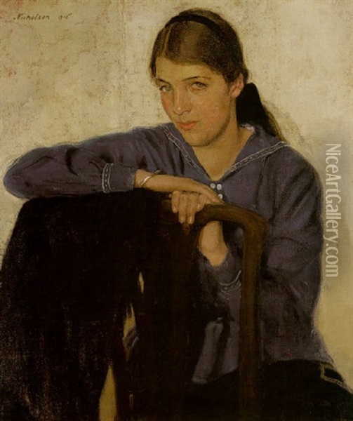 Portrait Of Nancye Nicholson Oil Painting - William Nicholson