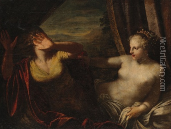 Joseph And Potiphar's Wife Oil Painting - Pietro (Libertino) Liberi