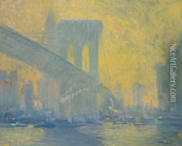 The Brooklyn Bridge Oil Painting - Arthur Clifton Goodwin