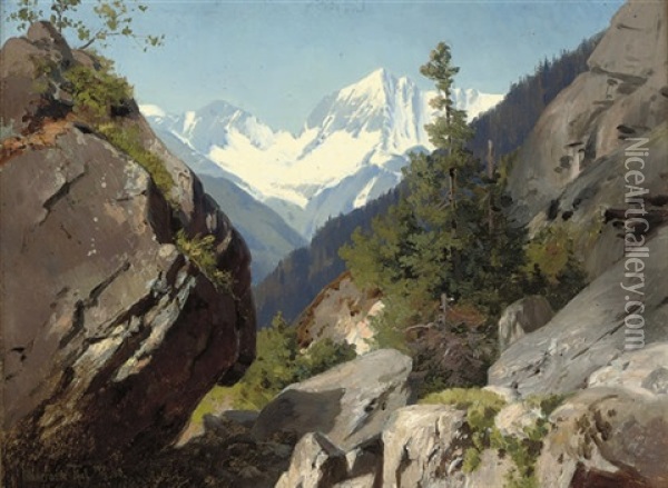 The Maderaner Valley Oil Painting - Adolf Konrad Mosengel