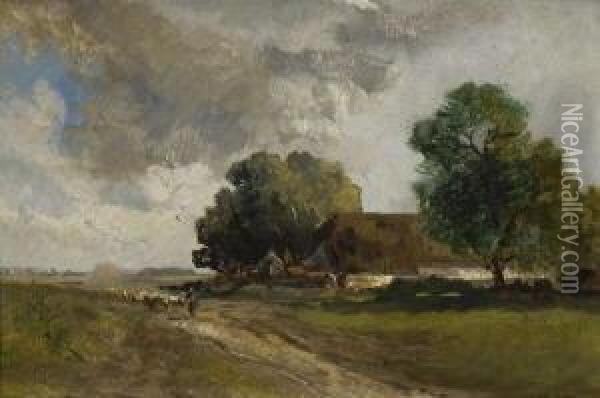 Baumlandschaft Mit
 Bauernhaus. Oil Painting - Philipp Roth