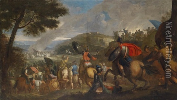 Reitergefecht Oil Painting - Jean-Baptiste Martin the Elder