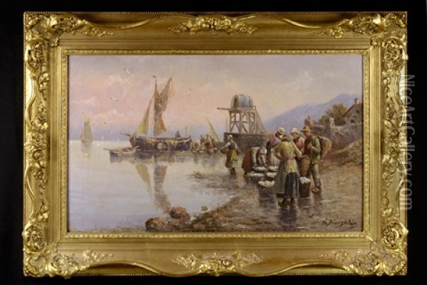 Seaport Oil Painting - Adolf (Constantin) Baumgartner-Stoiloff