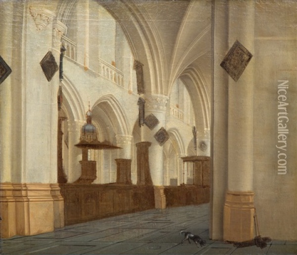 The Saint Bavo Church In Haarlem Oil Painting - Isaac van Nickele