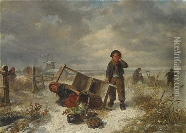 Der Umgesturzte Schlitten Oil Painting - Herman Frederik Carel ten Kate