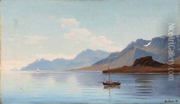 Coastal Scene From Eskefjord, Iceland Oil Painting - Christian Blache