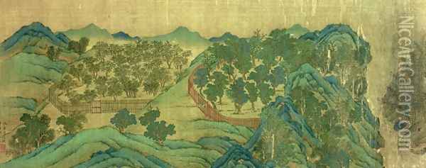 The Garden of Wang Chuans Residence, after the Painting Style and Poetry of Wang Wei 701-761 Oil Painting - Ying Qiu