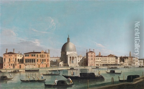 Der Canale Grande Mit Der Kirche San Simeone Piccolo Oil Painting -  Master of the Langmatt Foundation Views