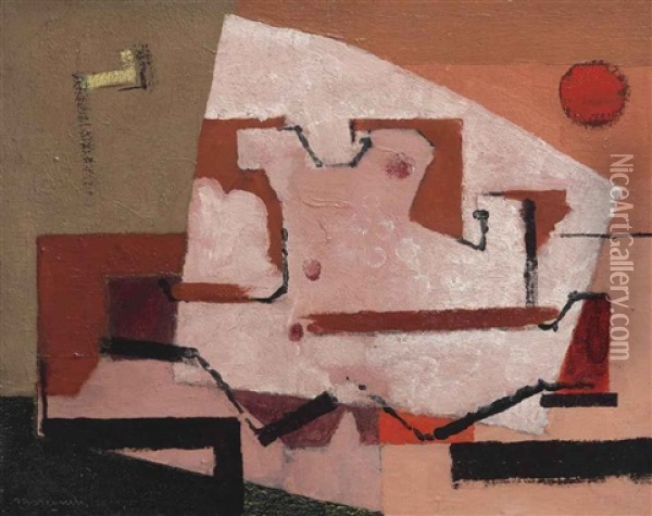 Coquillage Au Soleil Rouge Oil Painting - Louis Marcoussis