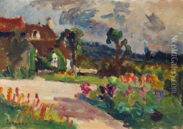 < Le Jardin >. Oil Painting - Louis Alphonse Abel Lauvray