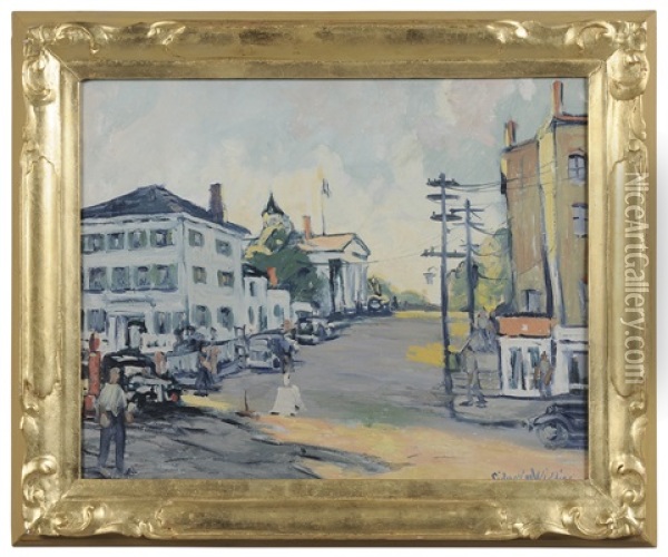 New England Street Oil Painting - Sidney Miller Wiggins